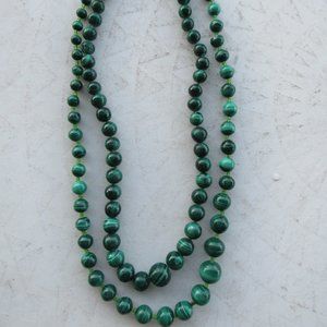 Set of 2 Malachite Stone Bead Neckless